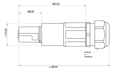 Lapp Epic Powerlock F6 &amp; D6 inline wire-to-wire connectors dimensions