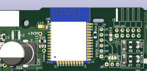 ESP32 with associated headers and 3.3v capacitor