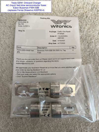 Eaton Bussmann FWH-50B semiconductor fuses are fast-blow to protect sensitive components. This fuse is reported to be a replacement for OEM Ferraz Shawmut A50P50-4