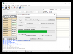 Programming bootloader with ST Link software.png